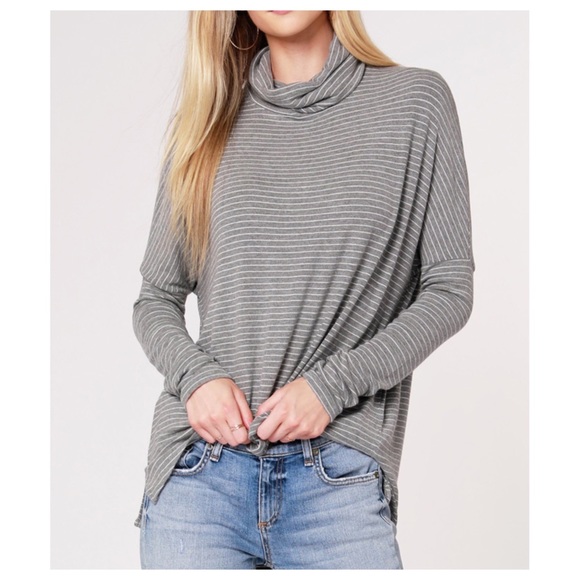 Hello Nite! Striped Mock Neck Open Side Poncho Size S - Picture 2 of 7